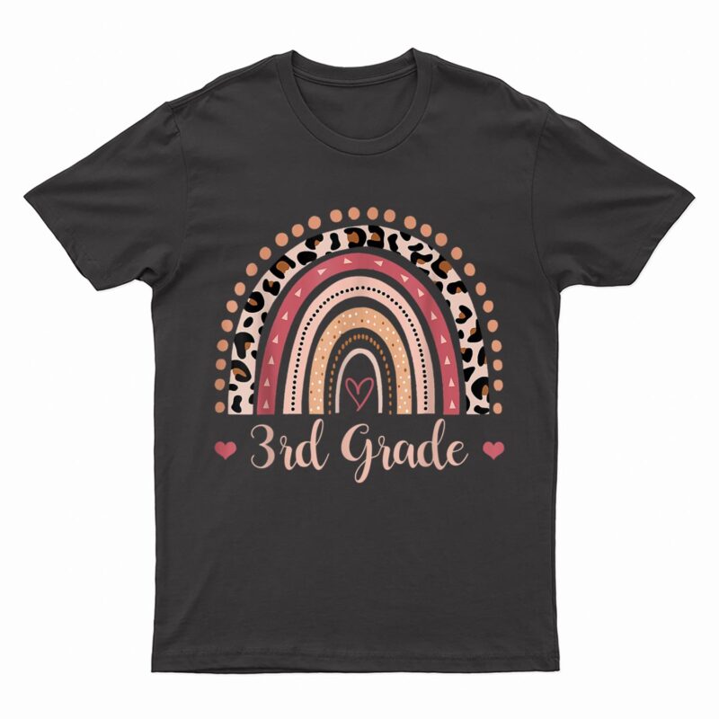 3rd Grade Teacher - Boho Rainbow Leopard Back To School T-Shirt
