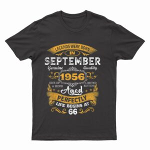 66 Years Old Gift Legends Born In September 1956 66th B-day T-Shirt