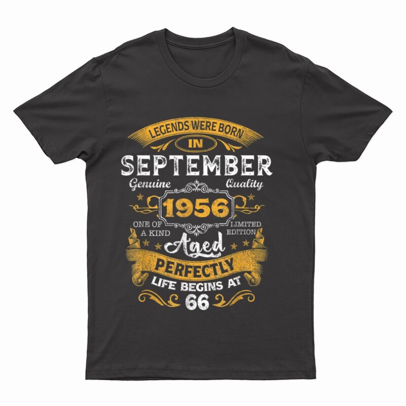 66 Years Old Gift Legends Born In September 1956 66th B-day T-Shirt