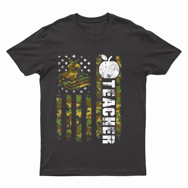 American Flag Camouflage Teacher Patriotic 4th Of July T-Shirt