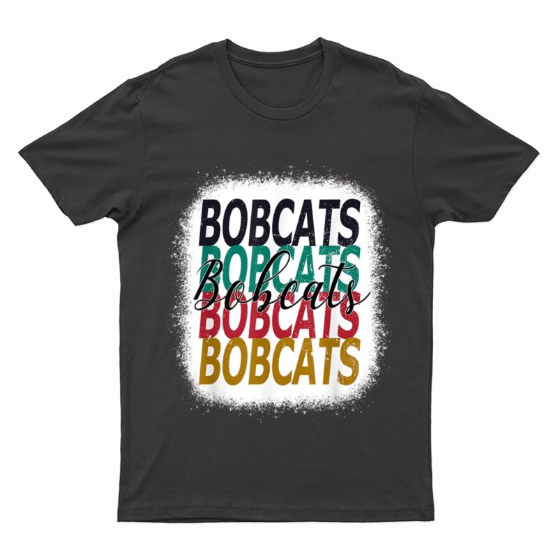 Bobcats Teacher School Sports Fan Team Spirit Bleached Retro T-Shirt