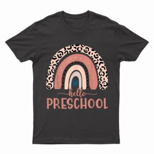 Boho Rainbow Heart For Teachers Women Hello Preschool T-Shirt