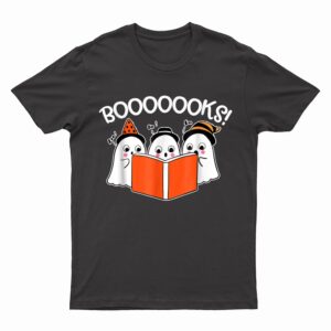Boooks Lazy DIY Halloween Teacher Funny Ghost Reading Books T-Shirt