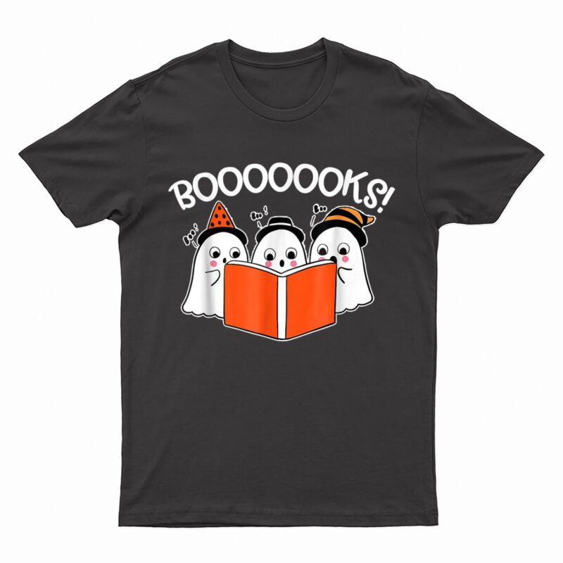 Boooks Lazy DIY Halloween Teacher Funny Ghost Reading Books T-Shirt