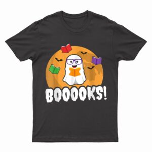 Booooks Ghost Boo Read Books Library Funny Halloween Teacher T-Shirt