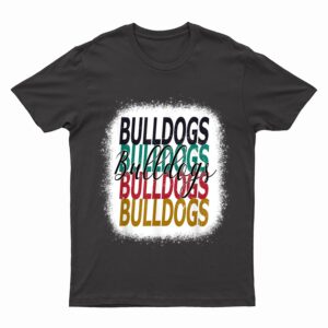 Bulldogs Teacher School Sports Fan Team Spirit Bleached T-Shirt