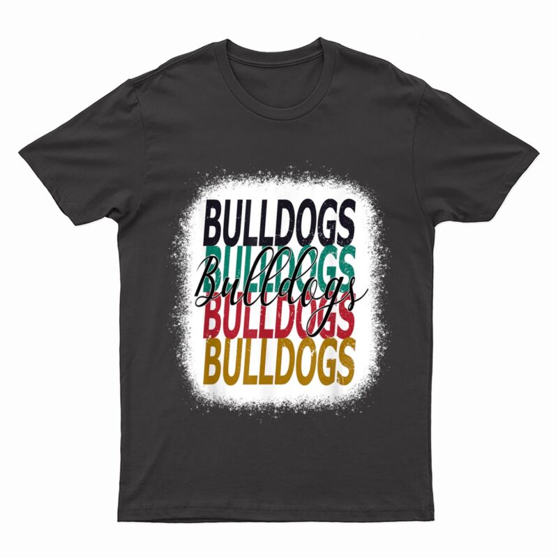 Bulldogs Teacher School Sports Fan Team Spirit Bleached T-Shirt
