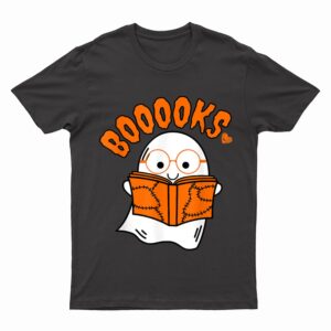 Cute Ghost Book Reading Halloween Teacher Costume T-Shirt