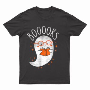 Cute Ghost Book Reading Teacher School Funny Halloween 2022 T-Shirt