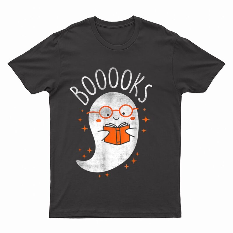 Cute Ghost Book Reading Teacher School Funny Halloween 2022 T-Shirt