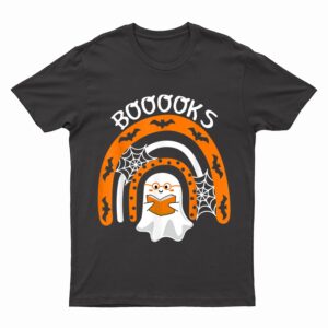 Cute Ghost Teacher Rainbow Book Reading Top Halloween T-Shirt