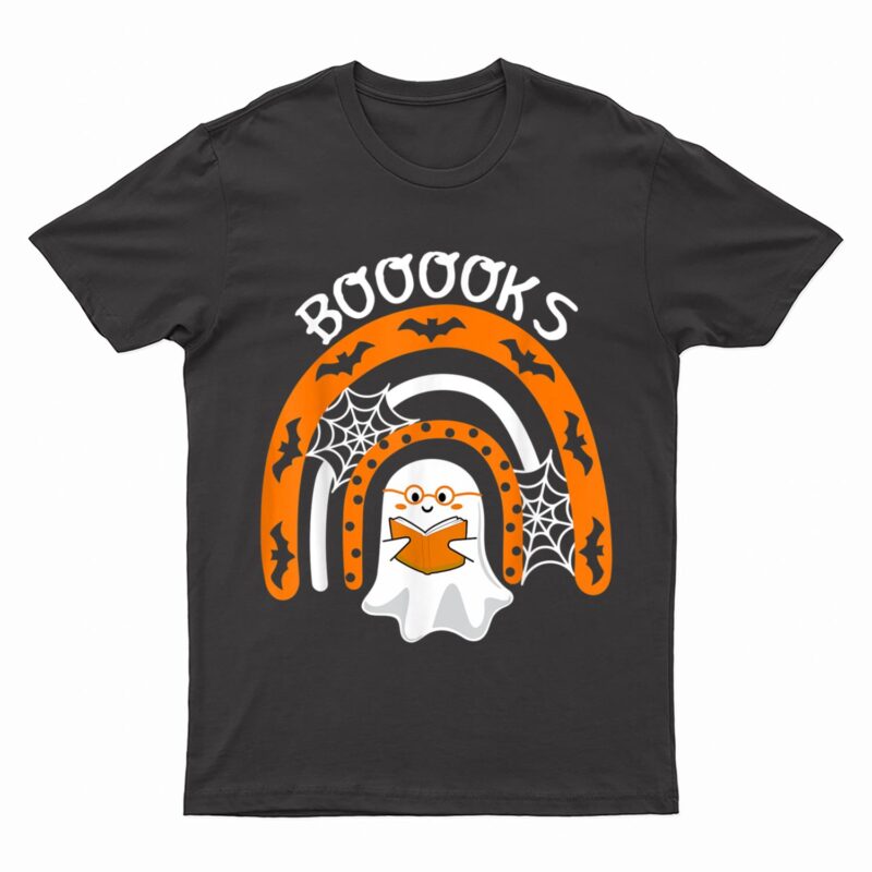 Cute Ghost Teacher Rainbow Book Reading Top Halloween T-Shirt
