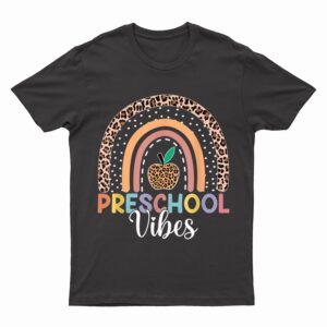 Cute Preschool Vibes Back To School Rainbow Leopard Print T-Shirt