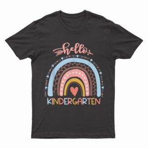 First Day of School Hello Kindergarten Teacher Rainbow Kids T-Shirt