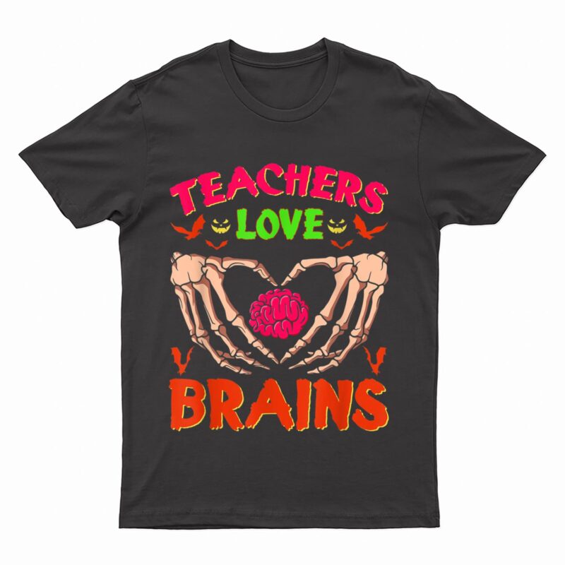 Funny Halloween Math Science Teachers Love Brains T-Shirt