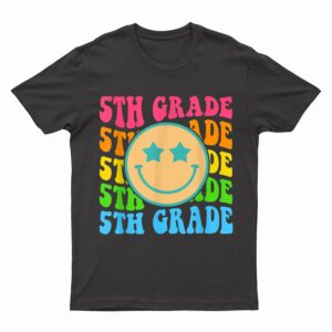 Groovy Fifth Grade Vibes Face Retro Teachers Back To School T-Shirt
