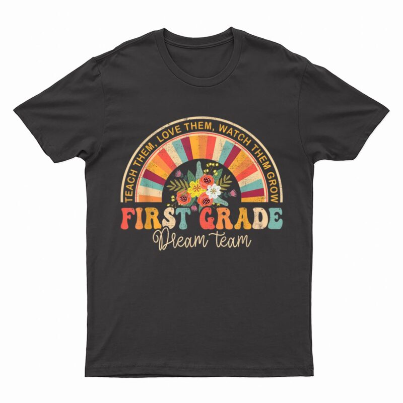 Groovy First Grade Vibes Retro Back To School Teachers Kids T-Shirt