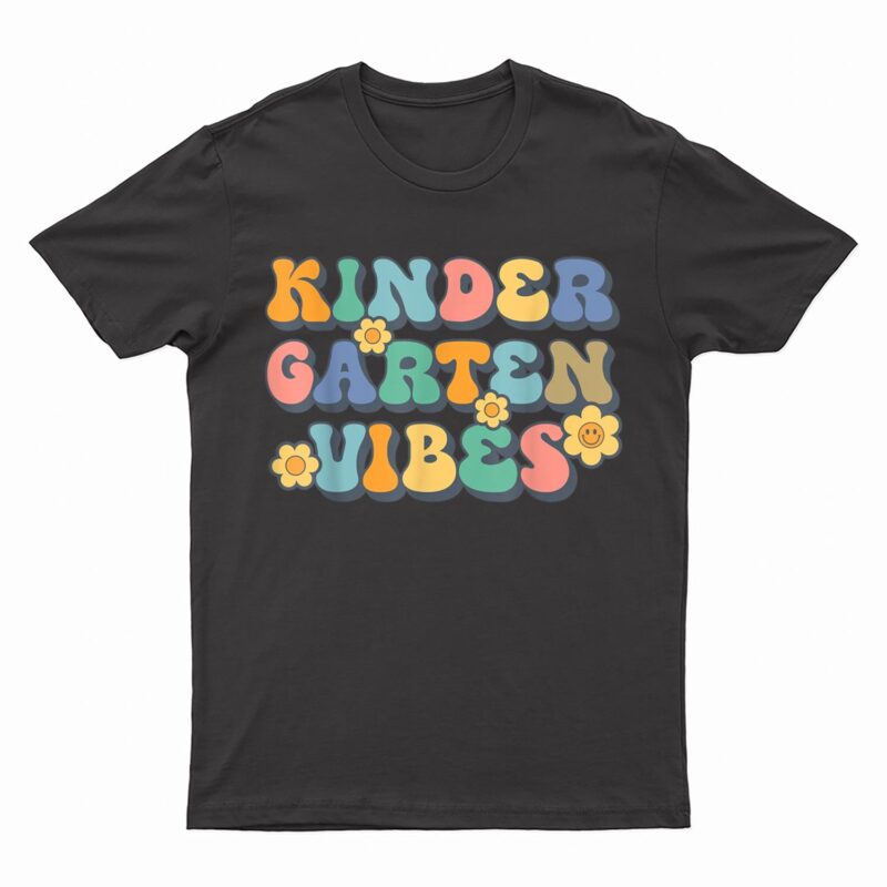 Groovy Hello Kindergarten Vibes Retro Teacher Back To School T-Shirt
