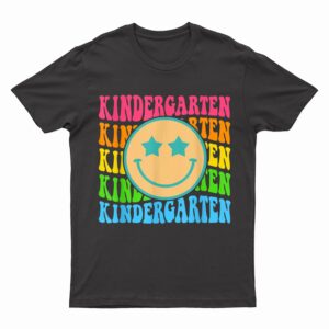 Groovy Kindergarten Vibes Face Retro Teachers Back To School T-Shirt
