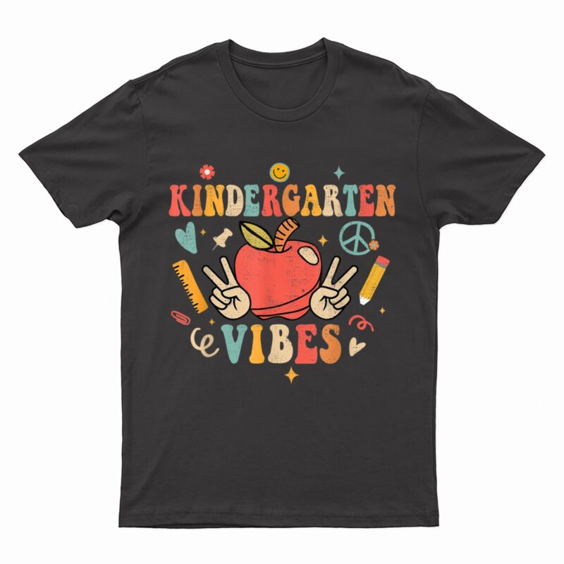 Groovy Kindergarten Vibes Retro Back To School Teachers T-Shirt
