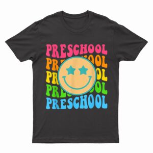 Groovy Preschool Vibes Face Retro Teachers Back To School T-Shirt