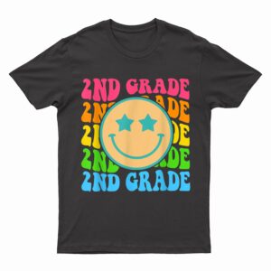 Groovy Second Grade Vibes Face Retro Teachers Back To School T-Shirt