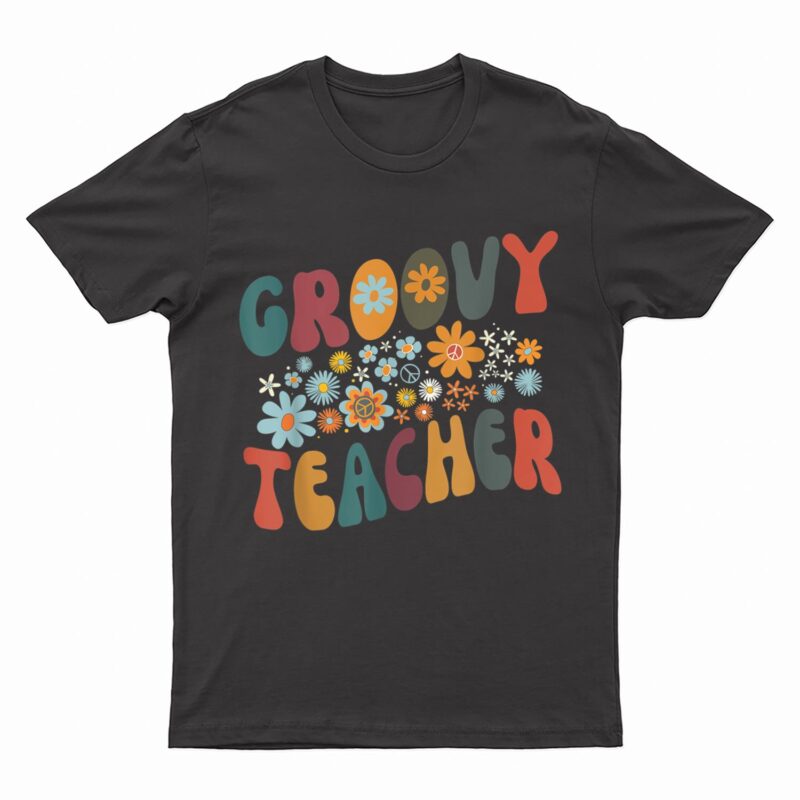 Groovy Teacher Retro Colorful Design Teacher Day Teaching T-Shirt