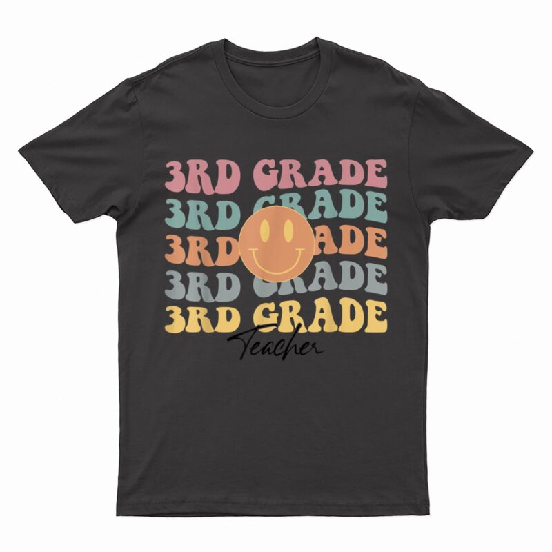 Groovy Vintage 3rd Third Grade Teacher Back To School Gifts T-Shirt
