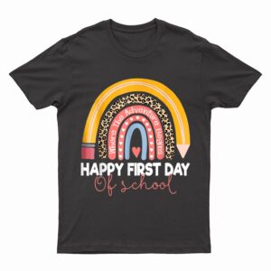 Happy First Day Of School Rainbow Leopard Teacher Student T-Shirt