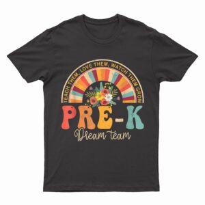 Happy First Day Pre-K Team Teacher Kids 60s 70s Hippie Retro T-Shirt