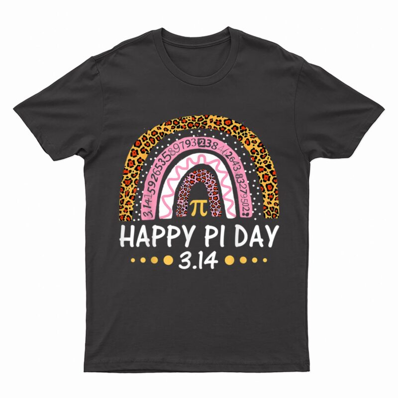 Happy Pi Day Mathematic Math Teacher Gift Leopard Rainbow T-Shirt