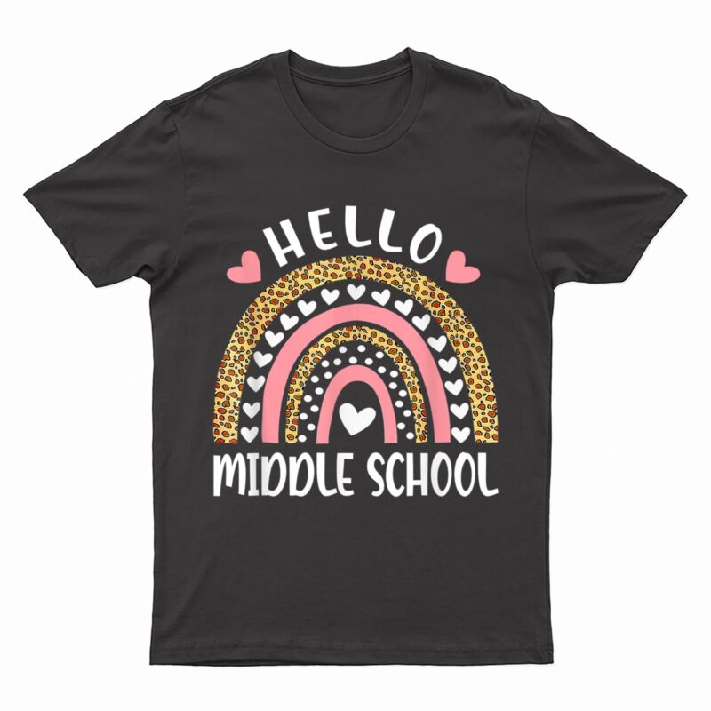 Hello Middle School Rainbow Teachers Back to School Funny T-Shirt