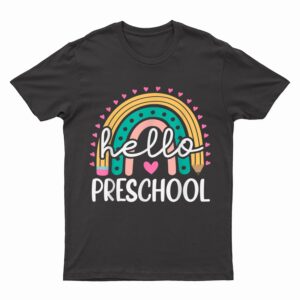 Hello Preschool Retro Rainbow Teacher Toddler Girls T-Shirt