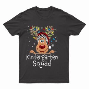 Kindergarten Teacher Squad Reindeer Funny Teacher Christmas T-Shirt