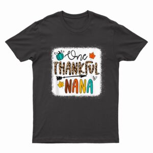 Leopard One Thankful Nana Blessed Nana Fall Thanksgiving T-Shirt