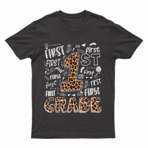 Leopard Print 1st Grade Teacher Kids Back to School T-Shirt