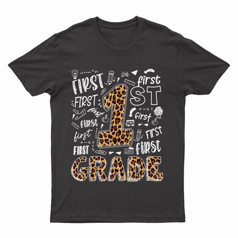 Leopard Print 1st Grade Teacher Kids Back to School T-Shirt