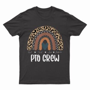 Leopard Rainbow Teacher Student parent, PTO Crew T-Shirt