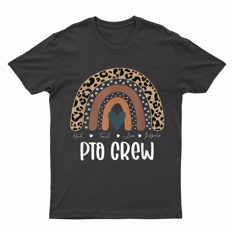 Leopard Rainbow Teacher Student parent, PTO Crew T-Shirt