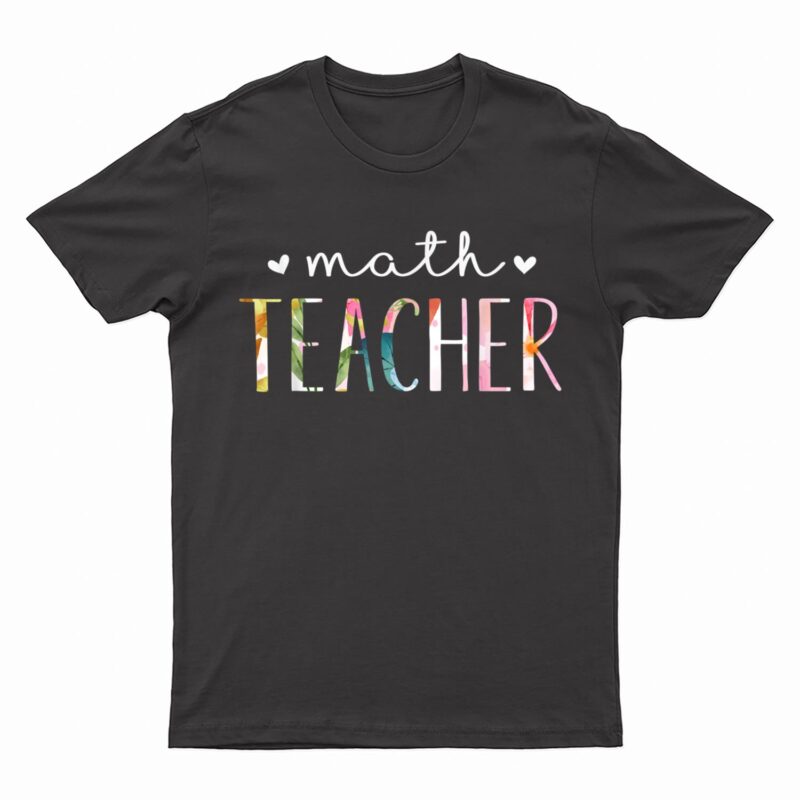 Math Teacher Cute Floral Design T-Shirt