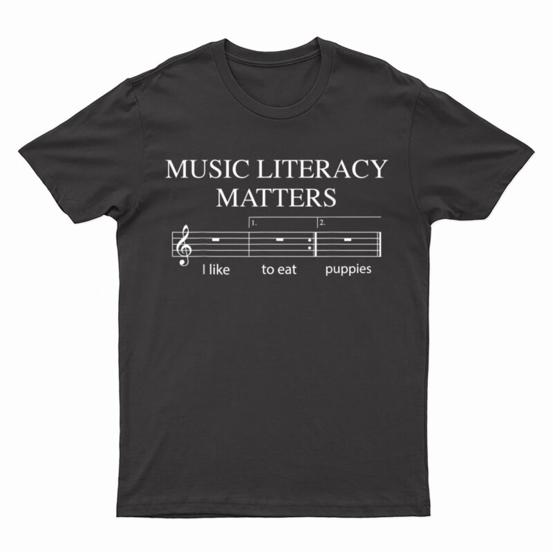 Music Literacy Matters Funny Joke Read Repeat Music Teachers T-Shirt