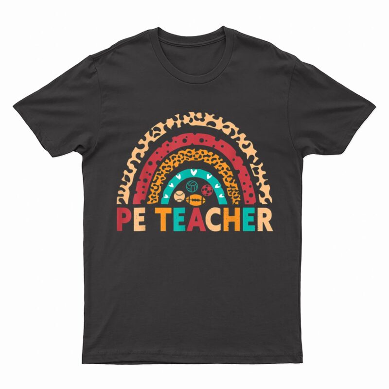 PE Teacher Vintage Rainbow Physical Education Teacher T-Shirt