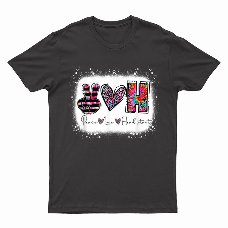 Peace Love Head Start Back To School Leopard Kids Teacher T-Shirt