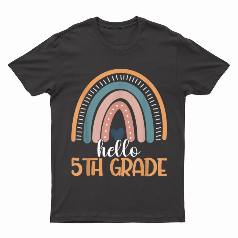 Rainbow Hello Fifth Grade Back To School 5th Grade Teacher T-Shirt