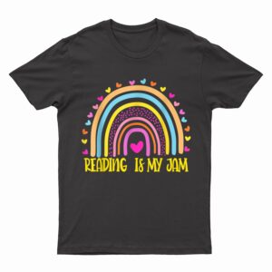 Read teacher rainbow leopard Reading is my jam T-Shirt