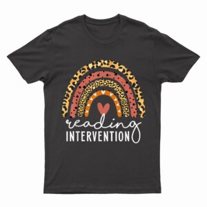 Reading Intervention Leopard Rainbow Teacher Back To School T-Shirt
