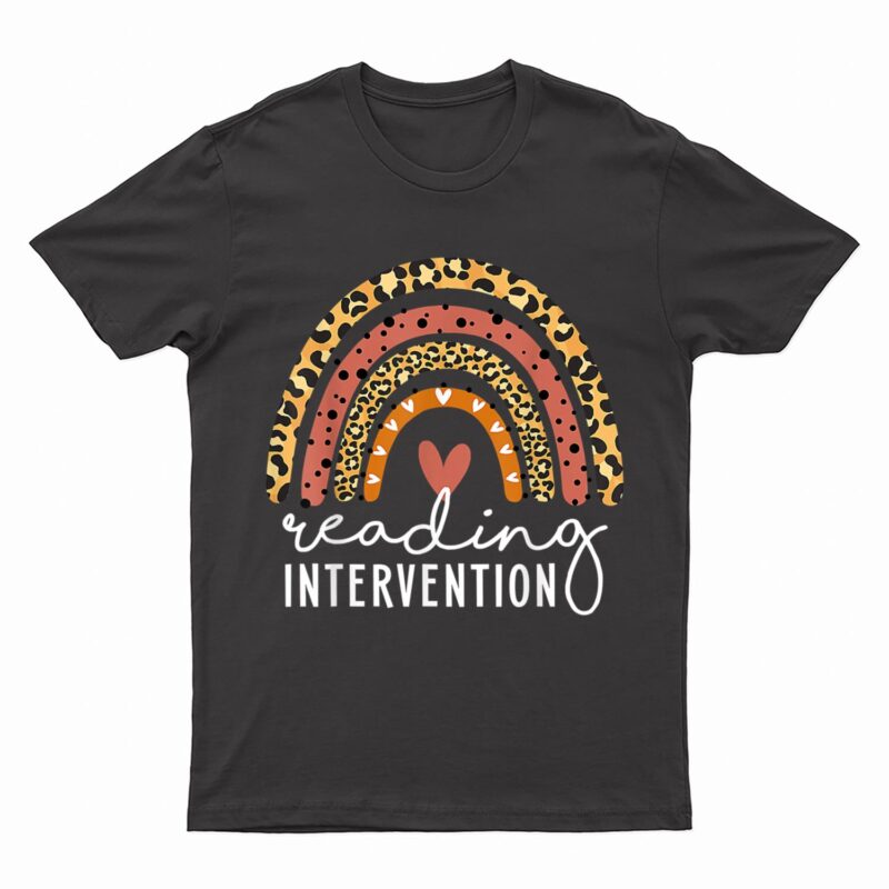 Reading Intervention Leopard Rainbow Teacher Back To School T-Shirt