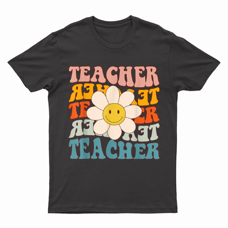Retro Groovy Teacher Flower Funny Back To School Gifts T-Shirt