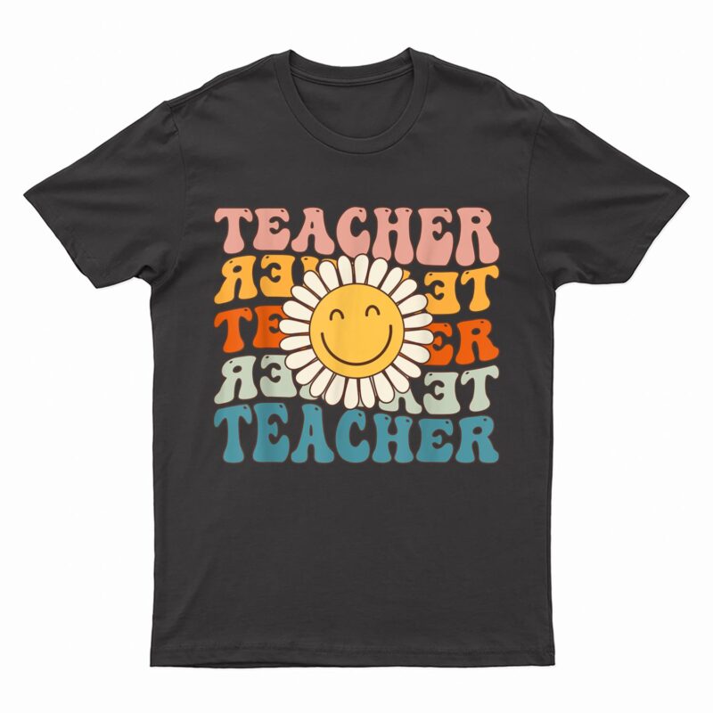 Retro Teacher Daisy Colorful - Elementary School Teacher T-Shirt