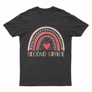 Second Grade Teacher And Student Boho Rainbow Back To School T-Shirt